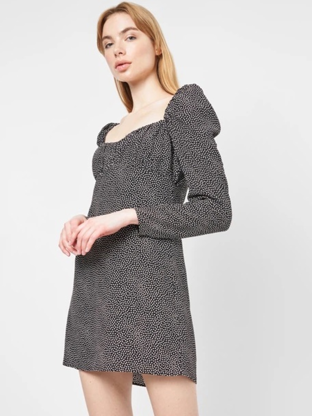 Zara Black Mini Dress with White Polka Dots